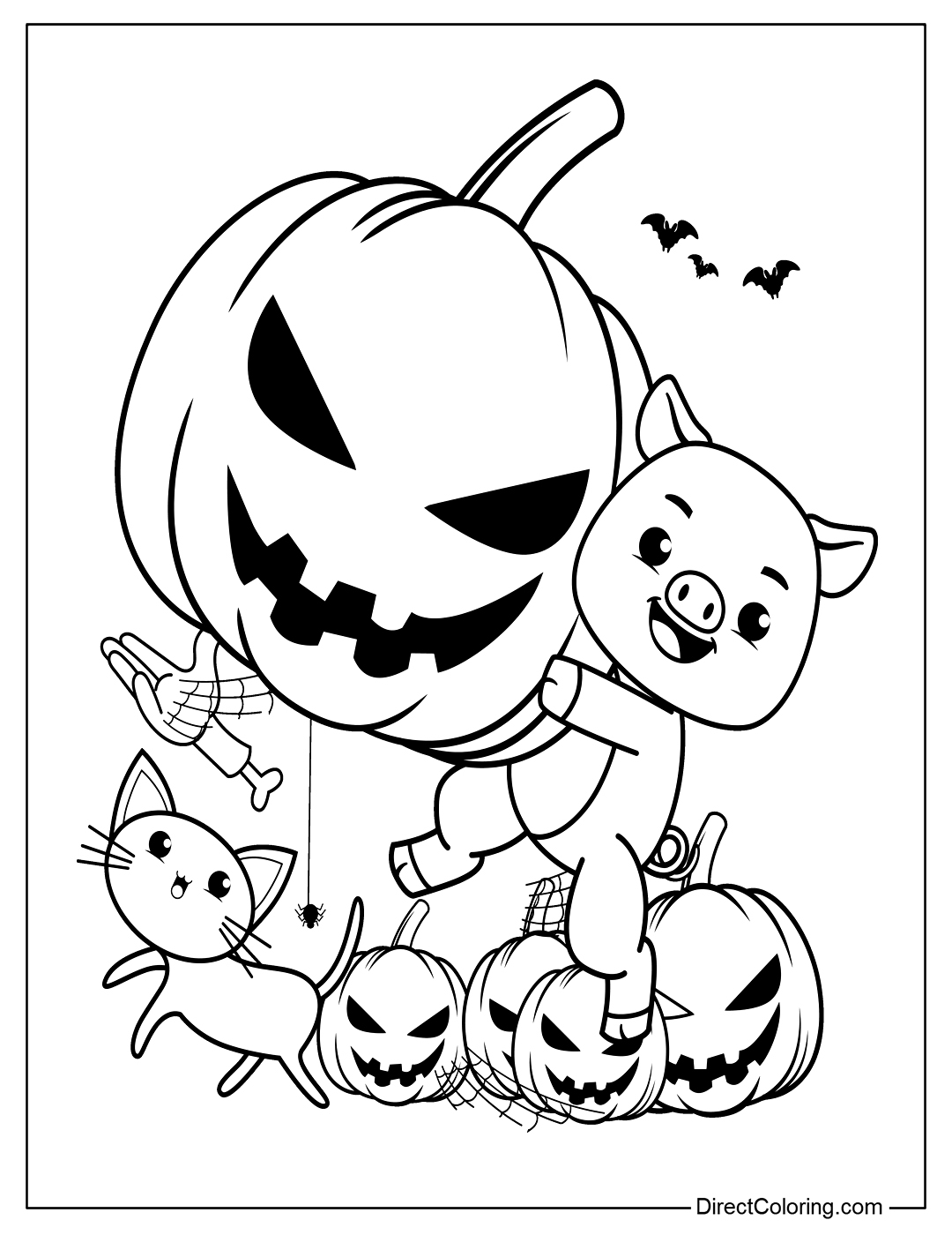 Halloween Pig Coloring Sheet